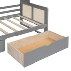 Sofá cama doble/matrimonial con estantería de almacenamiento, sofá cama de madera con armarios y estantes de almacenamiento
