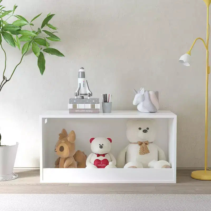 Caja de almacenamiento de juguetes abierta Whisen para niños, cubo organizador de madera, gran espacio de almacenamiento - Blanco