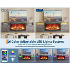 Mueble de TV moderno con iluminación LED, que incluye armarios de almacenamiento y estantes, adecuado para dormitorios y salas de estar.