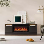 Mueble de TV moderno con iluminación LED, que incluye armarios de almacenamiento y estantes, adecuado para dormitorios y salas de estar.