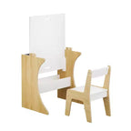 Juego de mesa Whisen para niños con una silla, mesa de estudio de madera multifuncional para niños - Tablero convertible - Blanco
