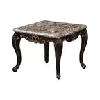 Mesa auxiliar Royal Hampton, madera nogal oscuro, detalles tallados, 28 pulgadas