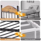 Acekool Sofá cama con nido elevable, estructura de cama doble de metal con cabecero convertible en sofá, soporte de listones de acero reforzado, marrón rústico