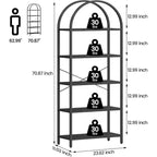 Estantería abierta de 5 niveles con arco, estantería moderna con marco de metal, estantería de pie para dormitorio, sala de estar, oficina en casa