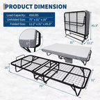 Cama plegable Coolmee con colchón, cama plegable portátil con ruedas y bolsillo lateral de almacenamiento para oficina, dormitorio, ahorro de espacio, fácil almacenamiento