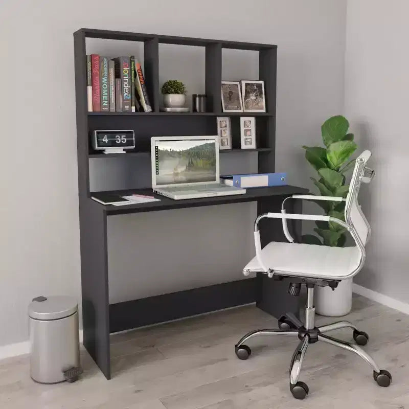 Escritorio flotante moderno Clihome, escritorio flotante con 3 estantes, escritorio de computadora montado en la pared con acabado mate para espacios pequeños