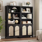 Estantería y Librería con Puertas, Estantería Alta de 180 cm con Armarios de Almacenamiento para Oficina en Casa