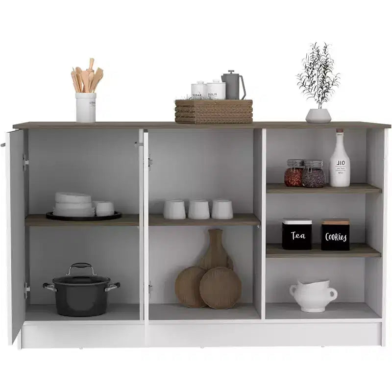 HomeStock 35 pulg. de alto. Islas de cocina de aglomerado con 2 puertas y 5 estantes