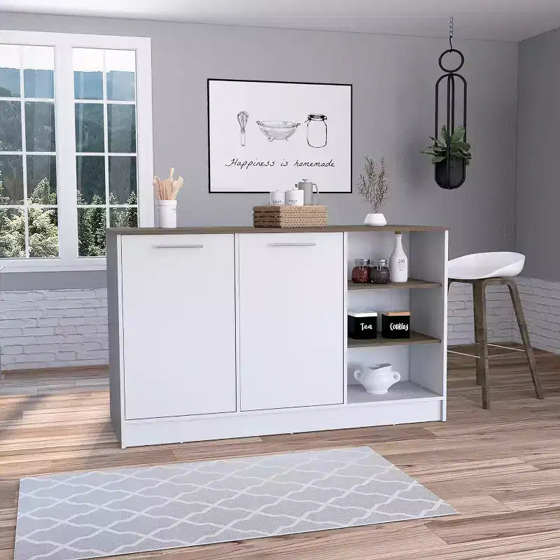 HomeStock 35 pulg. de alto. Islas de cocina de aglomerado con 2 puertas y 5 estantes