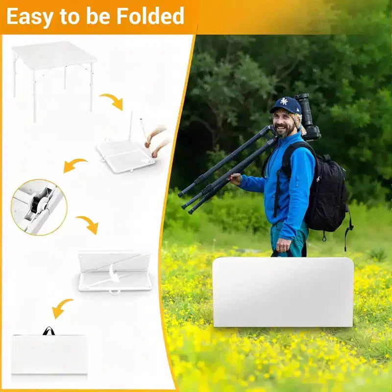 Mesa Plegable Cuadrada de 34, Mesa Plegable Portátil Multifuncional para Cartas con Asa de Transporte para Uso en Interiores, Exteriores, Camping, con Superficie de Plástico