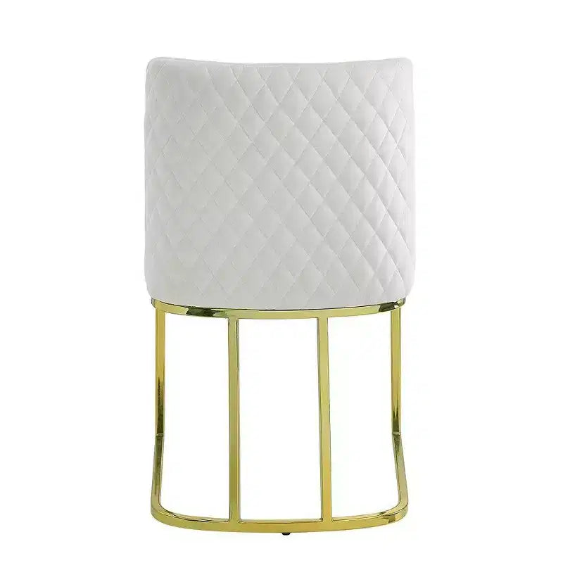 Juego de 2 sillas de comedor Royal Hampton de 24 pulgadas, terciopelo suave blanquecino, base de metal dorado