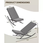 Juego de 2 mecedoras para exteriores, sillas mecedoras para patio, silla mecedora de ratán para exteriores con cojines para porche delantero, jardín