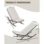 Juego de 2 mecedoras para exteriores, sillas mecedoras para patio, silla mecedora de ratán para exteriores con cojines para porche delantero, jardín