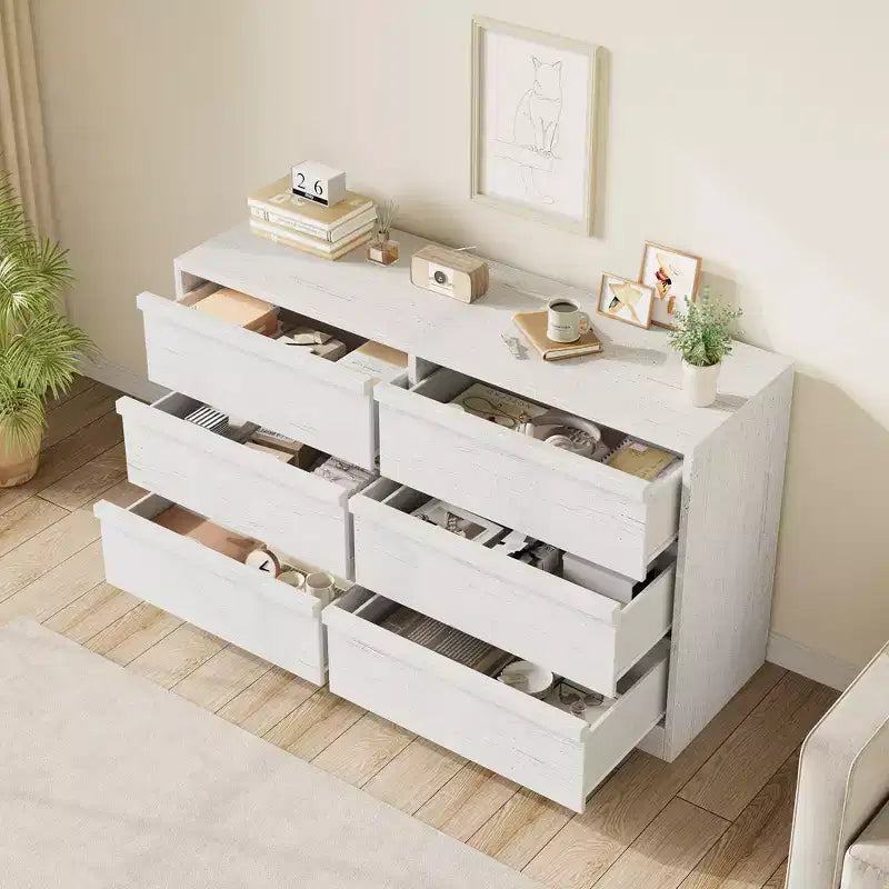 Cómoda, aparador de madera duradero con cajones y encimera espaciosa, muebles de dormitorio de estilo escandinavo, para sala de estar, pasillo