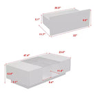 Mesa de centro Famapy blanca de alto brillo con LED, almacenamiento multizona con cajón y compartimentos abiertos