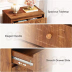 Mesita de noche Lantine con 3 cajones, mesita de noche de estilo rústico con elegantes diseños, mesita auxiliar industrial para dormitorio, color marrón