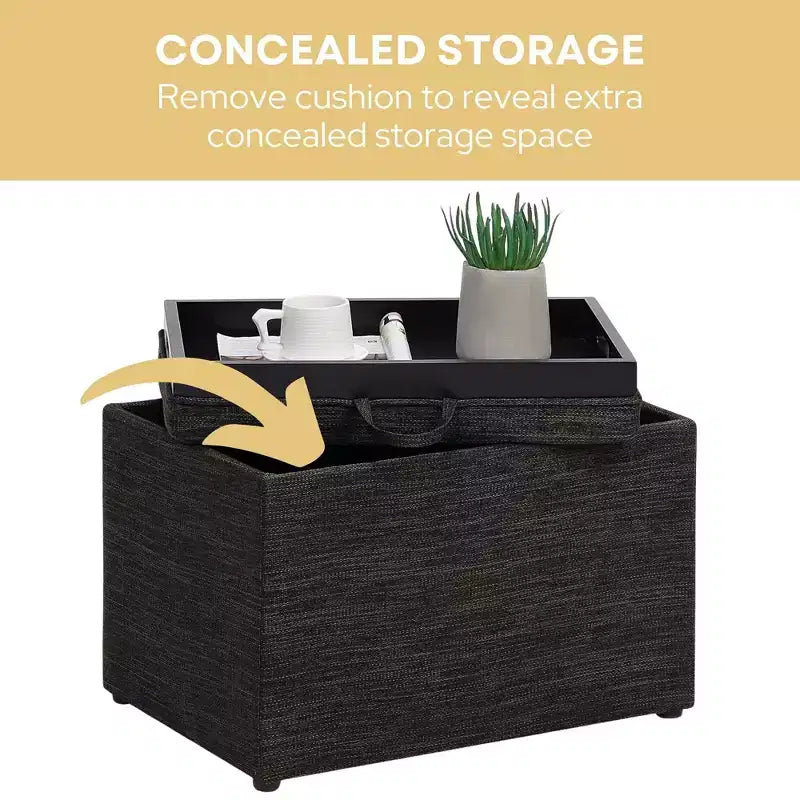 Puff otomana HomeStock Comfort Accent con almacenamiento y bandeja reversible