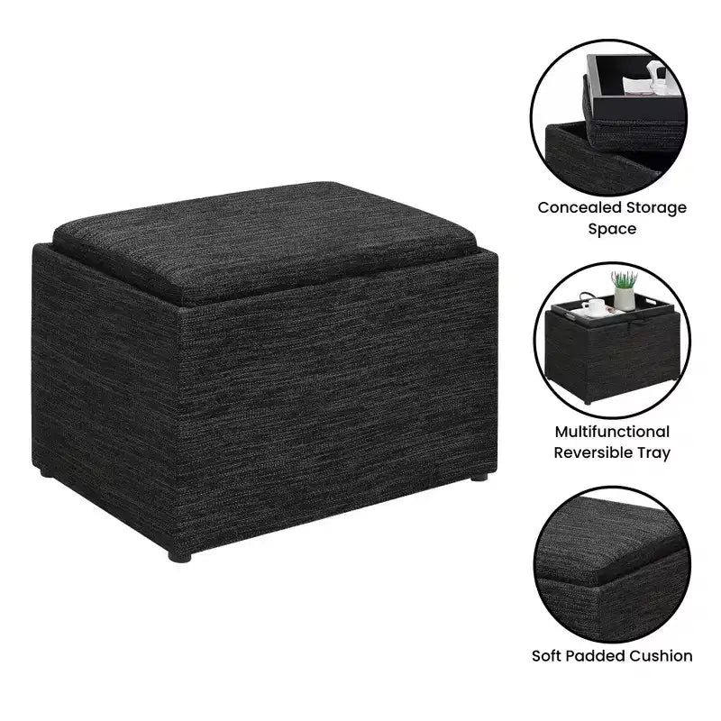 Puff otomana HomeStock Comfort Accent con almacenamiento y bandeja reversible