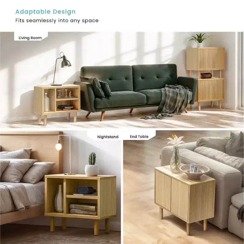 Mesa auxiliar de almacenamiento apilable Home Zone Living con puerta y estantes personalizables