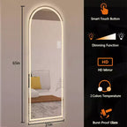 Espejo de cuerpo entero LED arqueado moderno GDFStudio Astra de 65 pulgadas de alto con modos de luz ajustables