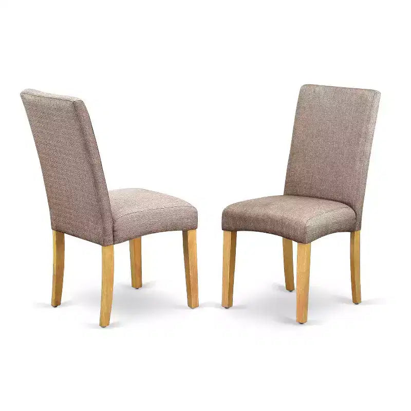 Juego de comedor de 3 piezas de madera maciza con acabado de roble natural y respaldo alto - Asientos para 4 personas