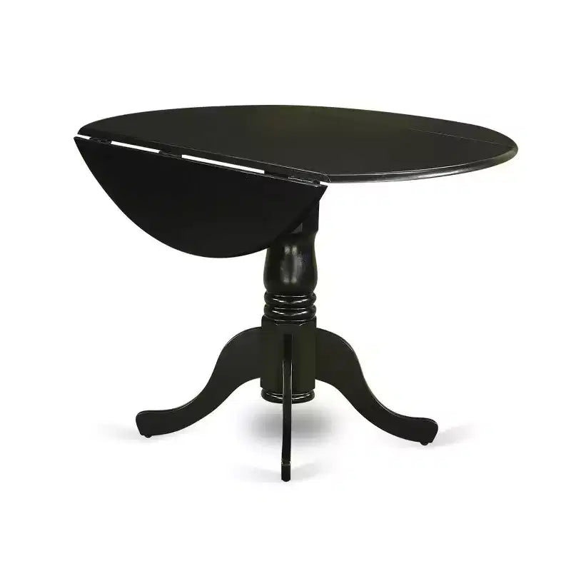 Juego de comedor tapizado redondo de 3 piezas con parte superior de madera maciza y acabado negro - Capacidad para 4 personas