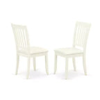 Juego de comedor de 3 piezas con parte superior de madera maciza en acabado blanco lino - Redondo - Asientos para 4 personas