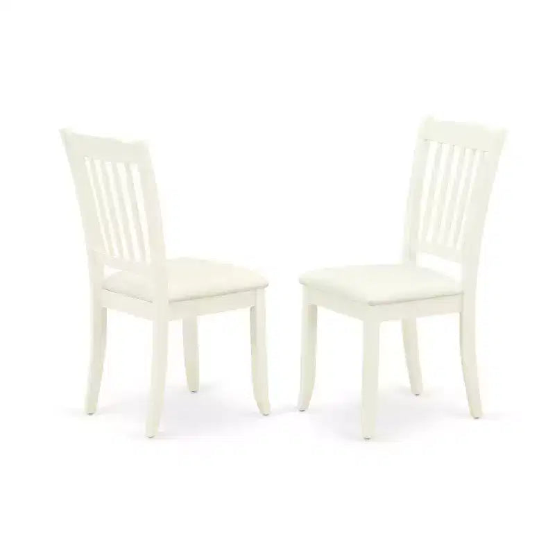 Juego de comedor de 3 piezas con parte superior de madera maciza en acabado blanco lino - Redondo - Asientos para 4 personas