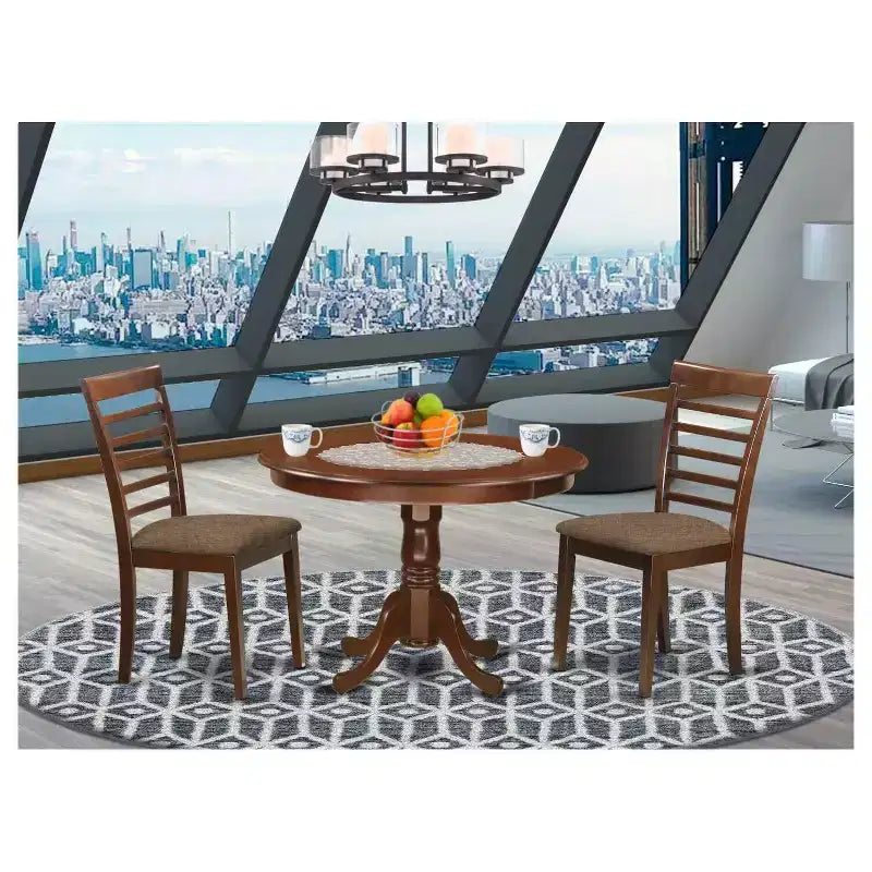 Juego de mesa redonda de cocina con 4 sillas - Mesa de comedor moderna y juego de comedor de madera