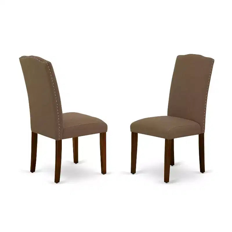 Mesa de comedor HomeStock de 5 piezas rectangular con acabado de caoba y parte superior de madera maciza con 4 sillas Parson con extensión de mariposa