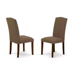 Mesa de comedor HomeStock de 5 piezas rectangular con acabado de caoba y parte superior de madera maciza con 4 sillas Parson con extensión de mariposa