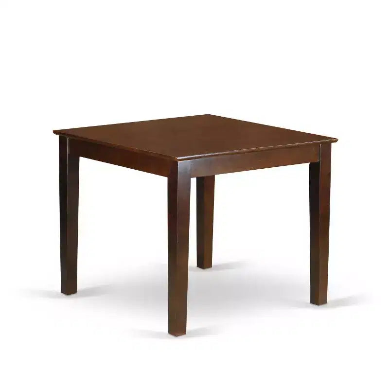 Juego de comedor cuadrado de 5 piezas con tapa de madera maciza y acabado de caoba - Para 4 personas