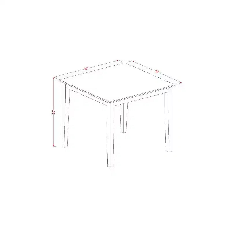 Juego de comedor cuadrado de 5 piezas con tapa de madera maciza y acabado de caoba - Para 4 personas