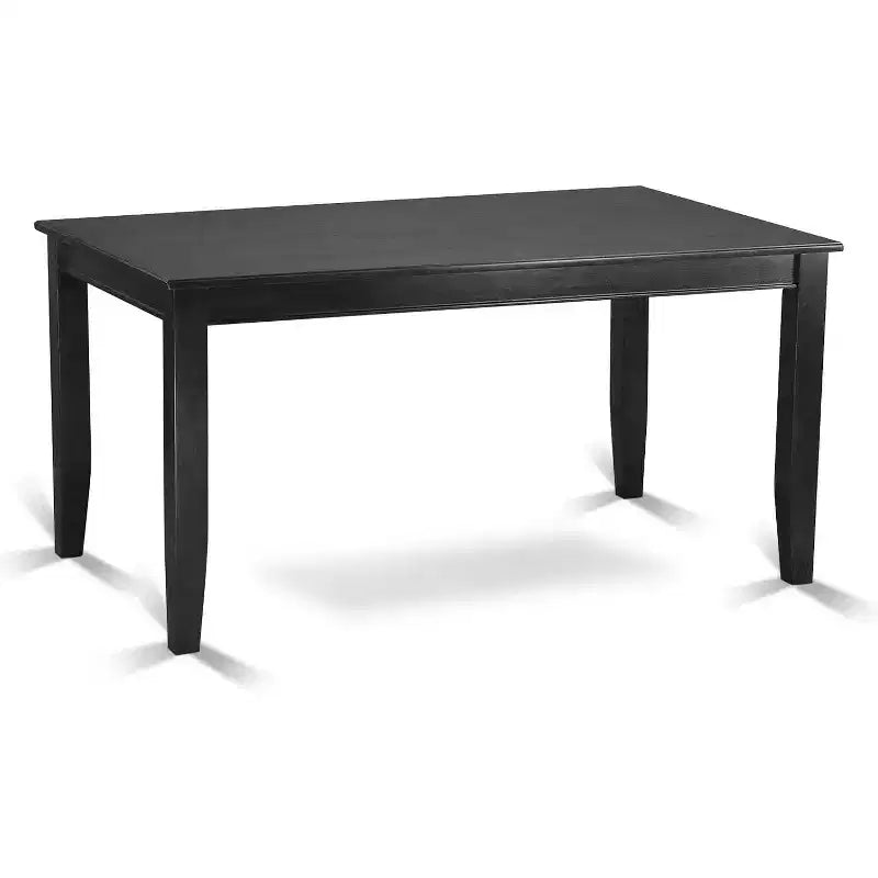 Juego de mesa y sillas de comedor de 7 piezas - Mesa de comedor rectangular con 6 sillas - Asientos de piel sintética - Acabado negro