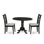 HomeStock 3-Pc Black Finish Solid Wood Top-Round Dining Room Set with Dropleaf-Seats 4