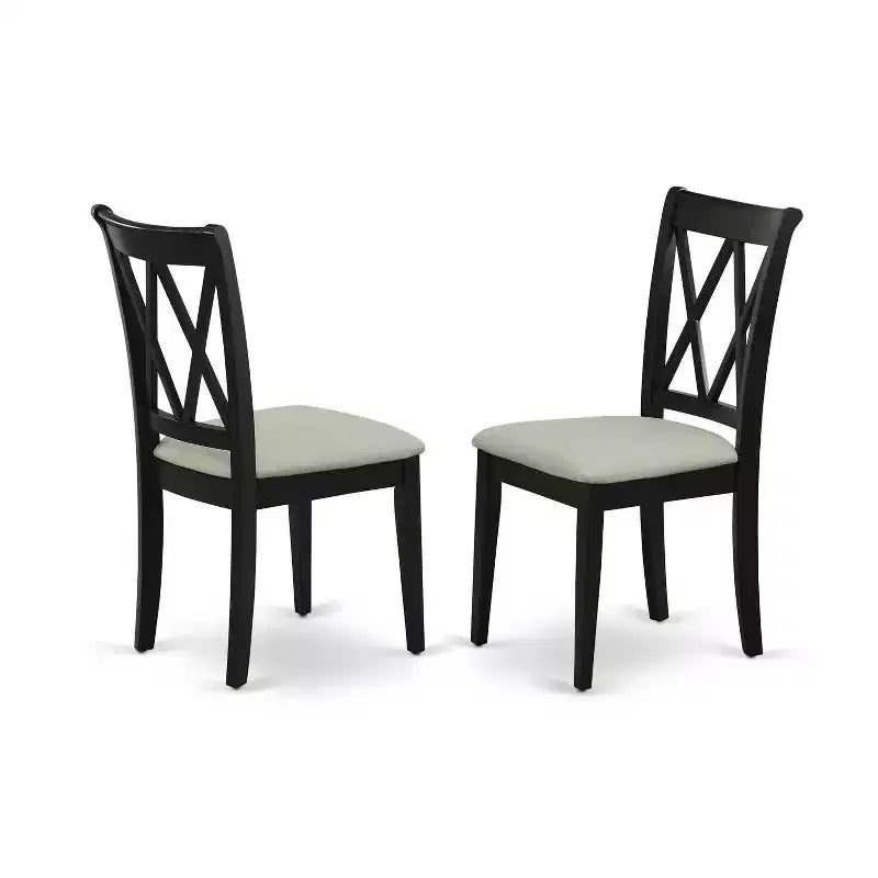 HomeStock Juego de comedor de 3 piezas con acabado negro, tapa de madera maciza redonda y alas abatibles, para 4 personas