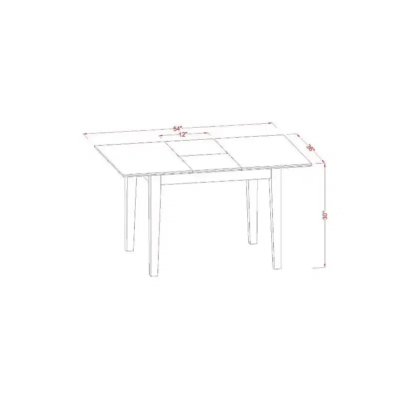 Juego de comedor rectangular de 5 piezas con tapa de madera maciza con acabado en caoba - Asientos para 4 personas