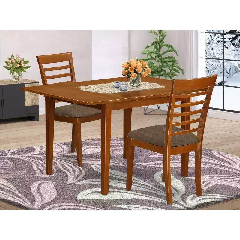 Juego de comedor rústico - Mesa de comedor pequeña y sillas - Juego de mesa de cocina para 4 - Marrón sillín