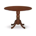 HomeStock 5-Piece Round Mahogany Finish Solid Wood Top Dining table with 4 Chairs with Drop Leaf Cross Back