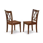 Mesa de comedor HomeStock de 5 piezas con tapa redonda de madera maciza con acabado de caoba y 4 sillas con respaldo cruzado con alas abatibles