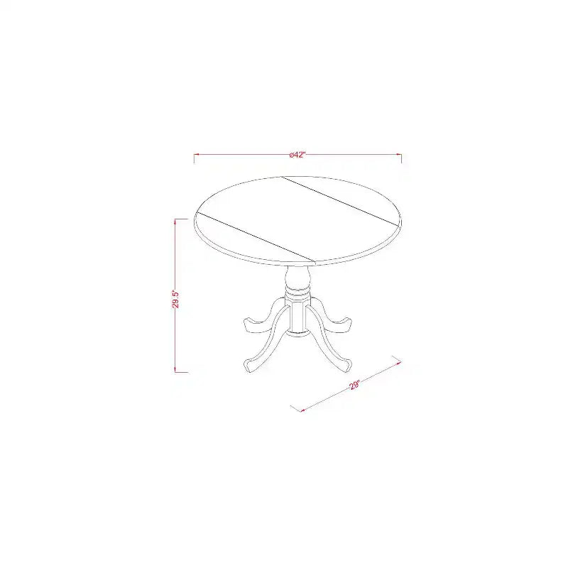 Mesa de comedor HomeStock de 5 piezas con tapa redonda de madera maciza con acabado de caoba y 4 sillas con respaldo cruzado con alas abatibles