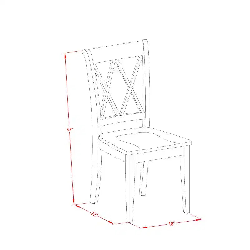 Mesa de comedor HomeStock de 5 piezas con tapa redonda de madera maciza con acabado de caoba y 4 sillas con respaldo cruzado con alas abatibles
