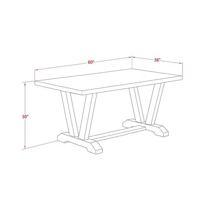 Mesa de comedor rectangular HomeStock de 7 piezas con tapa de madera maciza con acabado en roble natural y 6 sillas
