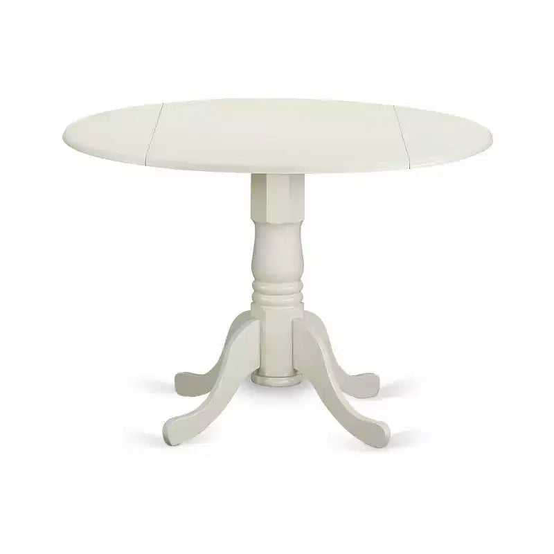 Juego de comedor redondo de 3 piezas: mesa de 42 pulgadas con alas abatibles y 2 sillas Parsons - Tela de lino beige