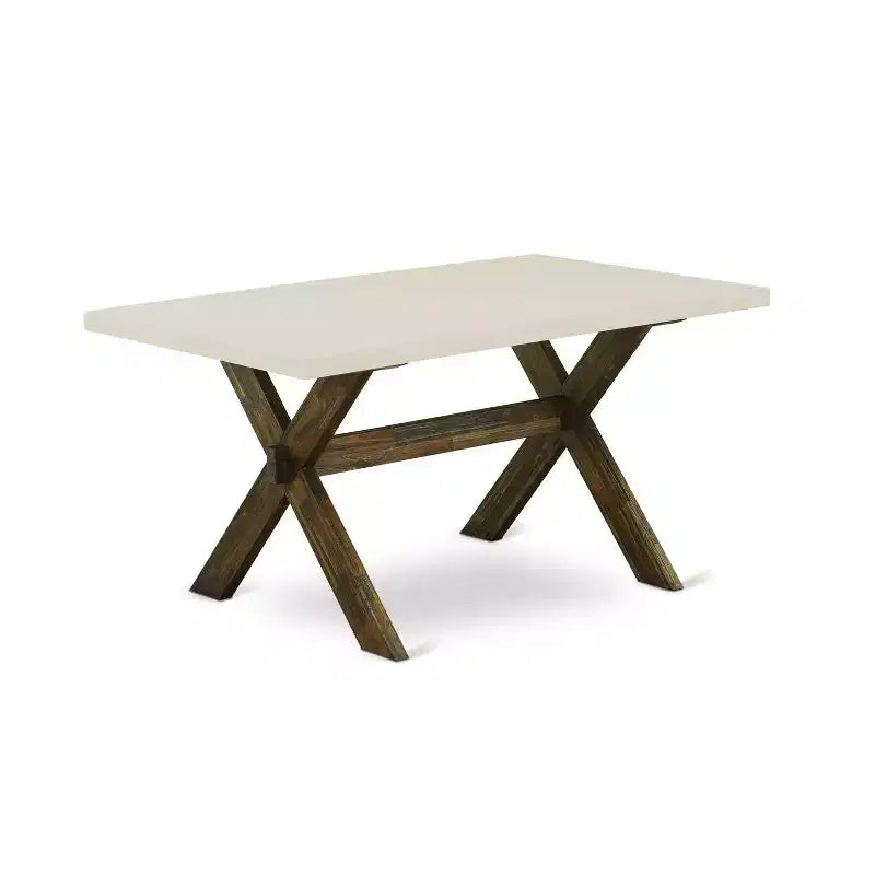 Mesa de comedor HomeStock de 5 piezas con tapa de madera maciza y acabado jacobino envejecido con 4 sillas
