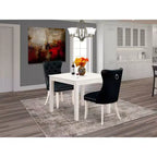 Juego de mesa de comedor HomeStock de 3 piezas con acabado blanco lino y parte superior cuadrada de madera maciza