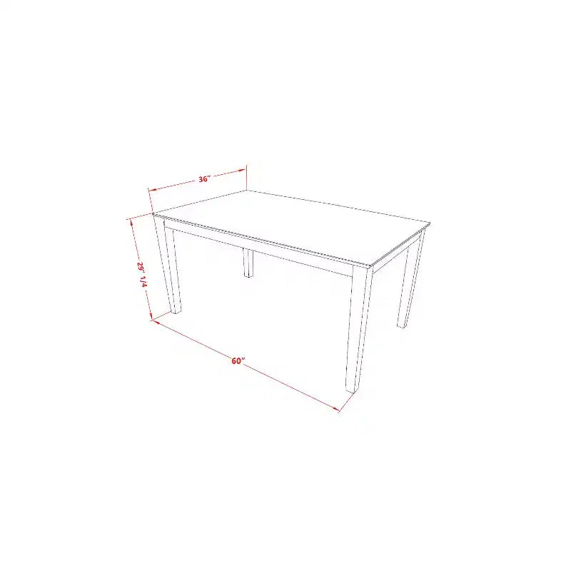 Mesa de comedor HomeStock de 5 piezas con tapa rectangular de madera maciza con acabado capuchino y 4 sillas