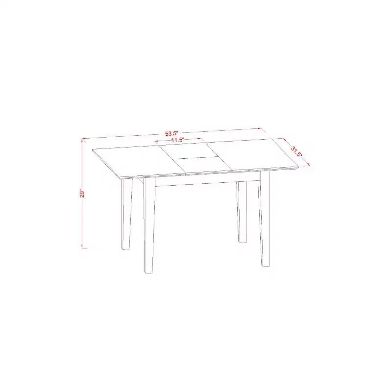 Juego de mesa de comedor de 5 piezas - Mesa rectangular con extensión de mariposa y 4 sillas - Juego de comedor de cocina