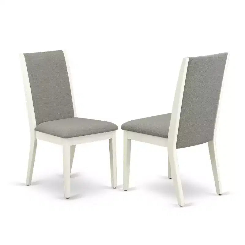 Juego de comedor de 5 piezas con tapa de madera maciza, acabado blanco lino, con extensión, para 4 personas