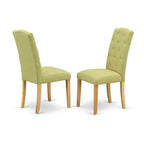 Mesa de comedor HomeStock de 5 piezas con tapa de madera maciza con acabado de roble natural ovalado y 4 sillas Parson con extensión de mariposa